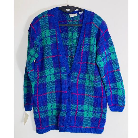 Vintage Unicorn!  New w/Tag & Vintage Preview Plaid Cardigan - Women's Size‎ M - Picture 1 of 11